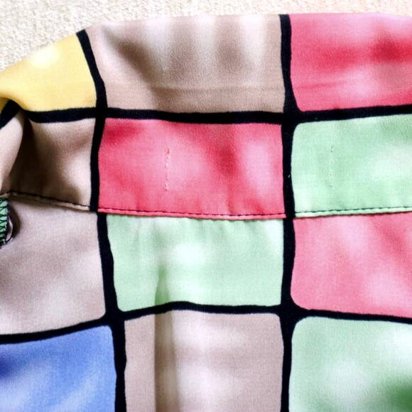 Vintage Checkered Size M 90's Button Up Shirt Bright Pastels Novelty - Picture 9 of 9